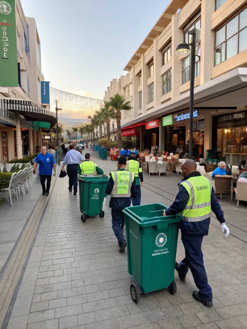 An image of Eco Clear's team collecting waste from a commercial property, highlighting the comprehensive waste management services offered.