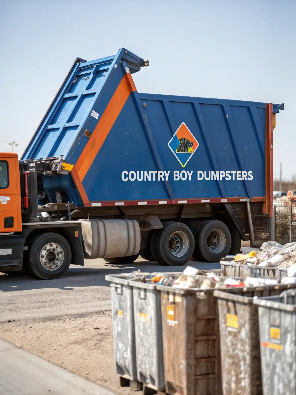 A photograph of a truck unloading waste at a direct tipping facility, showcasing the efficiency and speed of Eco Clear's direct tipping service.